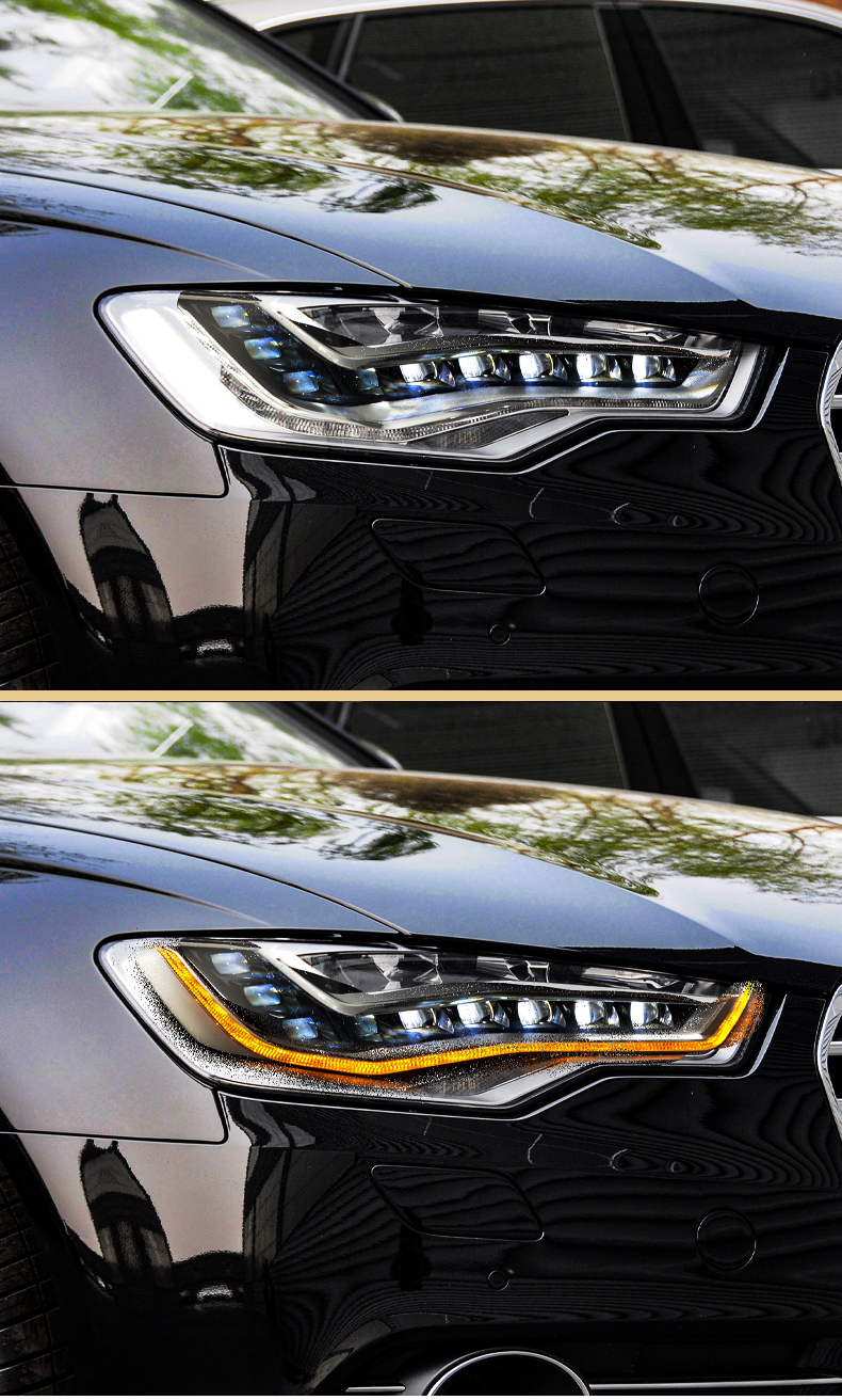 One Pair LED DRL Head Lights For Audi A6 2012-15 Upgrade A7 high beam front lamp Turn Signal Headlight Assembly