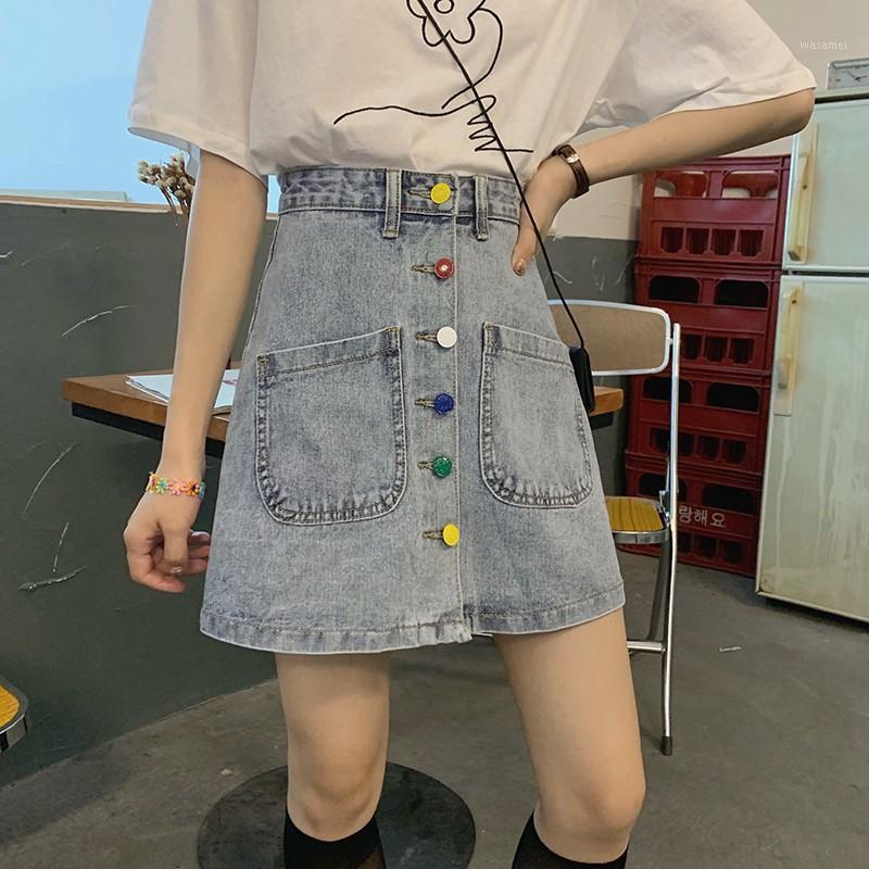 Skirts 2022 Summer Womens Ladies A-line Jeans Short Skirt Color Button High Waist Denim Pockets Harajuku Mini Quality Jean
Skirts 2022 Summer Womens Ladies A-line Jeans Short Skirt Color Button High Waist Denim Pockets Harajuku Mini Quality Jean