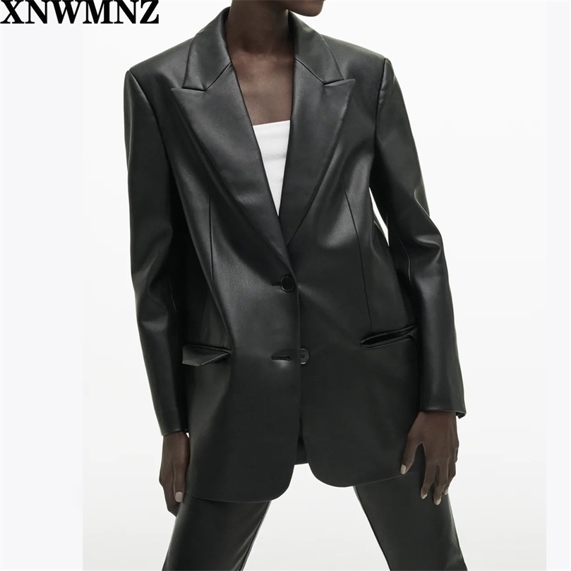 women faux leather oversized coat Oversize blazer black lapel collar long sleeves flap pockets button 1255 703 210520
women faux leather oversized coat Oversize blazer black lapel collar long sleeves flap pockets button 1255 703 210520