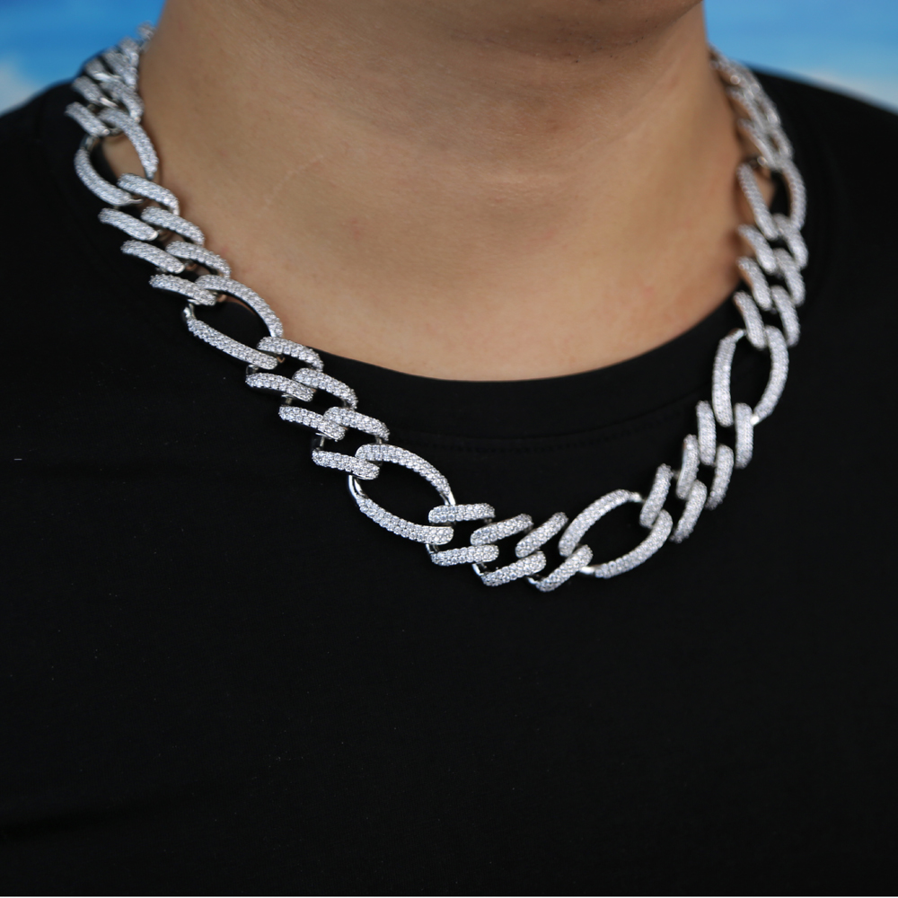 19MM figaro chain men necklace Bracelet 5A Cz cuban chains big heavy hip hop iced out bling Rock Punk men boy jewelry