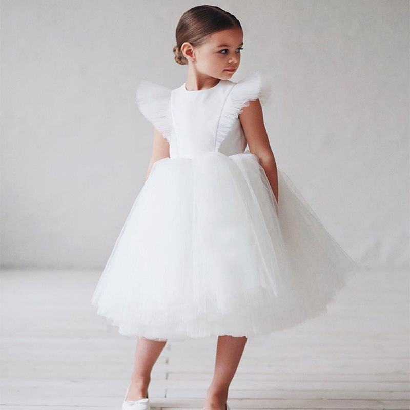 Teenage Girls Dress Children's Clothing Party Elegant Princess Long Tulle Baby Kids Lace Wedding Ceremony Dresses 220426