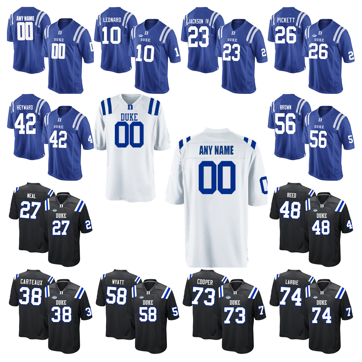 Custom College Duke Blue Devils Football Jerseys Myles Hudzick Riley Leonard Joe Hardison Jones Coleman Barnes III Pickett Neal Mausi Carteaux Heyward Reed Brown, Women
Custom College Duke Blue Devils Football Jerseys Myles Hudzick Riley Leonard Joe Hardison Jones Coleman Barnes III Pickett Neal Mausi Carteaux Heyward Reed Brown, Women