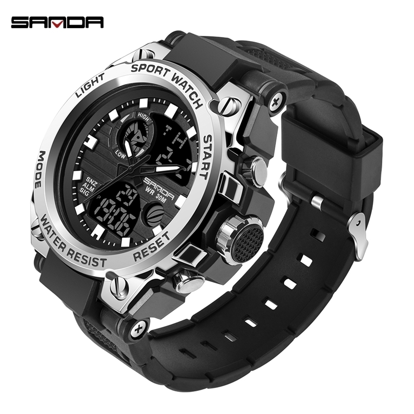 SANDA Sport Watches Mens Waterproof Shockproof Watch Dual Display Auto Date Male Digital Wristwatches Reloj 220526, Black
SANDA Sport Watches Mens Waterproof Shockproof Watch Dual Display Auto Date Male Digital Wristwatches Reloj 220526, Black