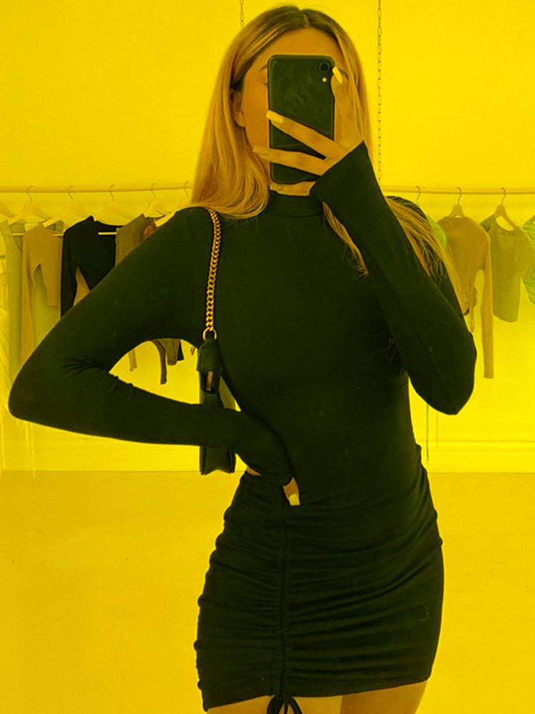 Casual Dresses Mo Long Sleeve Ruched Bodycon Dress Women Turtleneck Bandage Mini Autumn Black Skinny Stretchy Party VestidosCasual
Casual Dresses Mo Long Sleeve Ruched Bodycon Dress Women Turtleneck Bandage Mini Autumn Black Skinny Stretchy Party VestidosCasual