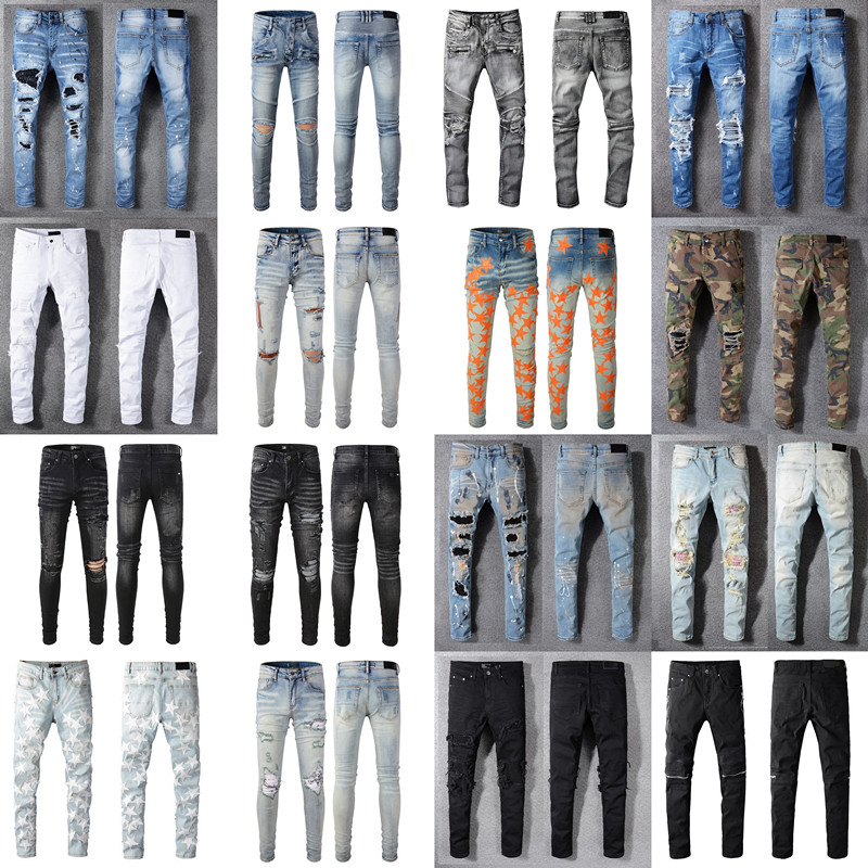 Grey Jeans for Man Designer Skinny Fit Rip Skull Slim Biker Mens Denim Distress Cult Rapper Street Hip Hop Curvy Long Straight Leg Stretch with Hole Softener American