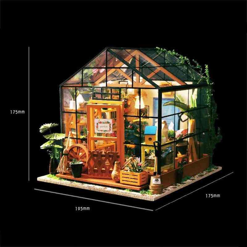 DIY Small Doll House Cathy Flower House Wooden Doll House Educational Assembled Model Without Dust Cover AA220325