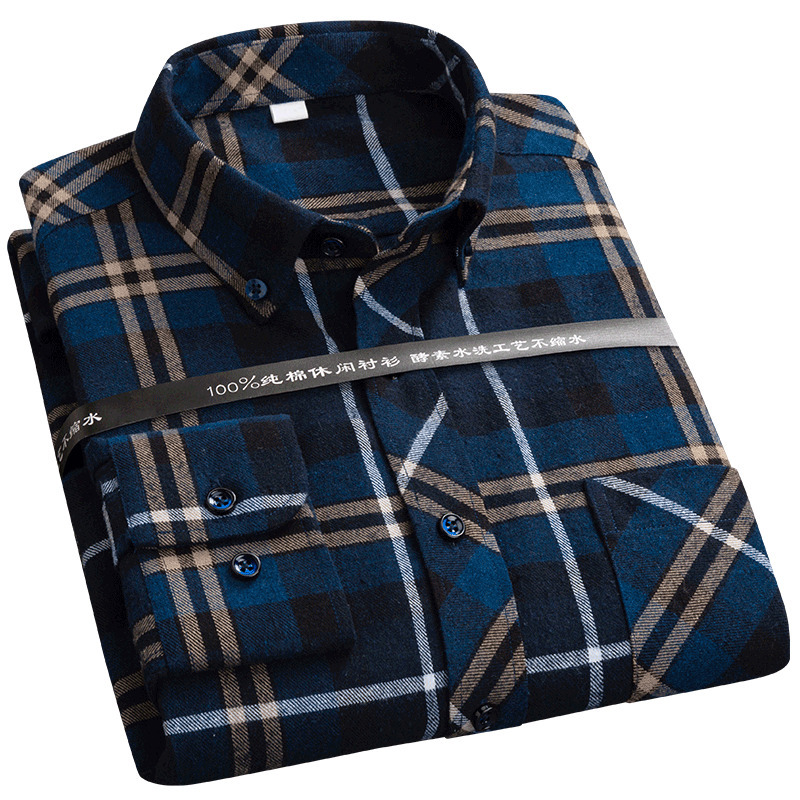 Plaid Shirts for Male Plus Size Leisure Mens 100% Cotton Winter Warm Flannel Casual Checkered Over Shirt long Sleeve 220322