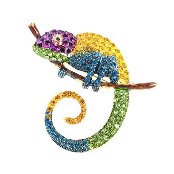 Large Lizard Chameleon Brooch Animal Coat Pin Rhinestone Fashion Jewelry Enamel Accessories Ornaments 2 Colors Pick GC1100