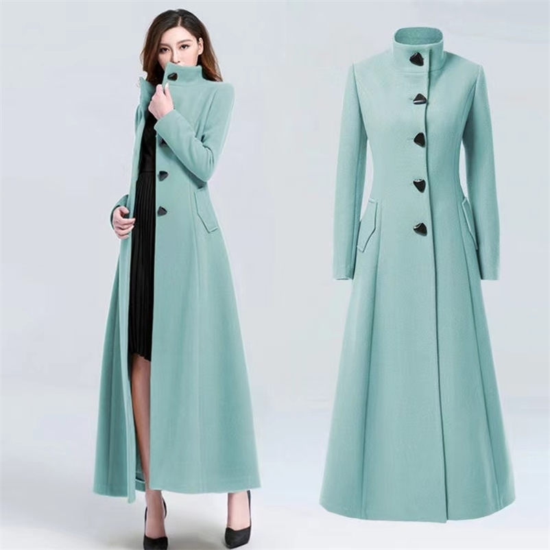 Women' Wool Blends Women Winter Outerwear Korean Elegant Horn Button Ladies Solid Color Stand Collar Thick Long Woolen Blends Jacket Overcoat 220826
Women' Wool Blends Women Winter Outerwear Korean Elegant Horn Button Ladies Solid Color Stand Collar Thick Long Woolen Blends Jacket Overcoat 220826