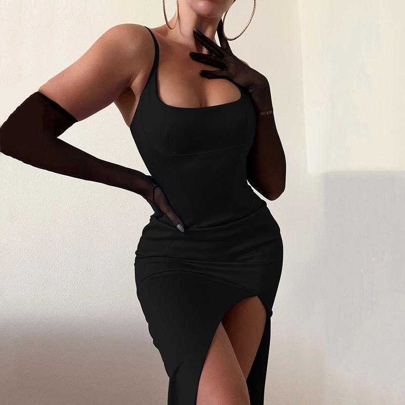 Casual Dresses 2022 Autumn And Winter Style Dress Feminine Waist Halter Strap Slit Temperament (with Gloves), Black
Casual Dresses 2022 Autumn And Winter Style Dress Feminine Waist Halter Strap Slit Temperament (with Gloves), Black