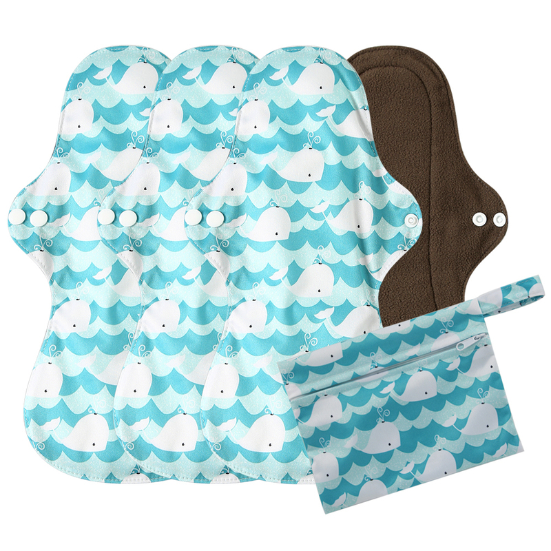 Heavy Flow Reusable Bamboo Charcoal Menstrual Pads Szie XL Sanitary Pads Washable Mama Sanitary Towel Pad 4pcs+1 wet bag 220512