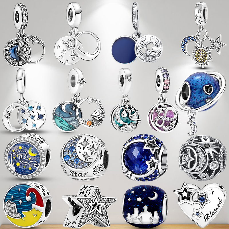 925 bracelet charms for Pandora charm set Original box Moon Starry Sky Round European Bead necklace charms jewelry
925 bracelet charms for Pandora charm set Original box Moon Starry Sky Round European Bead necklace charms jewelry