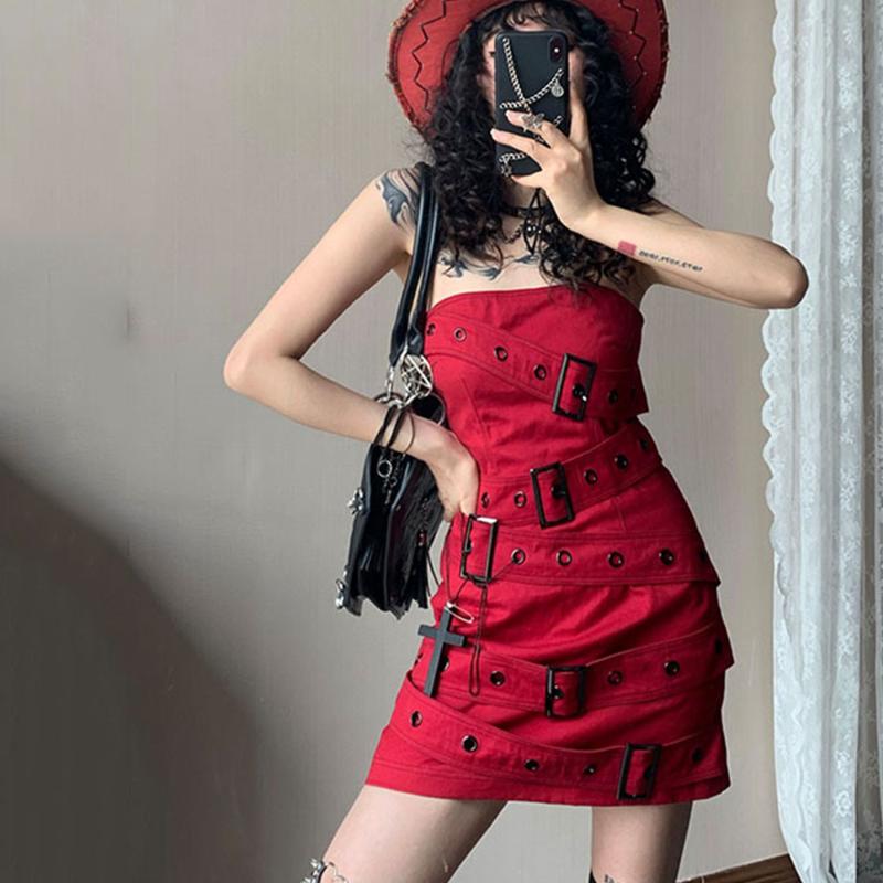 Casual Dresses Streetwear Punk Style Strapless Black Tube Dress Summer Sleeveless Female Gothic Clothes Denim Harajuku Party Club DressesCas
Casual Dresses Streetwear Punk Style Strapless Black Tube Dress Summer Sleeveless Female Gothic Clothes Denim Harajuku Party Club DressesCas