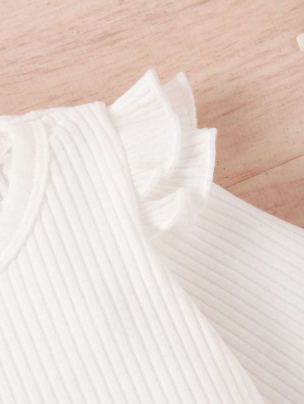 Toddler Girls Ruffle Trim Tee & Plaid Print Belted Skirt SHE