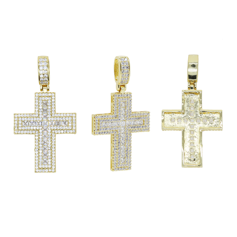 Iced Out Bling Small Cross Pendant Classic Men Women Micro Pave 5A Cubic Zirconia CZ Hip Hop Couple Jewelry