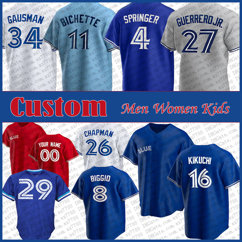 27 Vladimir Guerrero Jr. 11 Bo Bichette Baseball Jersey Custom Toronto 4 George Springer 26 Matt Chapman 8 Cavan Biggio Kevin Gausman Nate Pearson Blue Jays Joe Carter, Shown
27 Vladimir Guerrero Jr. 11 Bo Bichette Baseball Jersey Custom Toronto 4 George Springer 26 Matt Chapman 8 Cavan Biggio Kevin Gausman Nate Pearson Blue Jays Joe Carter, Shown