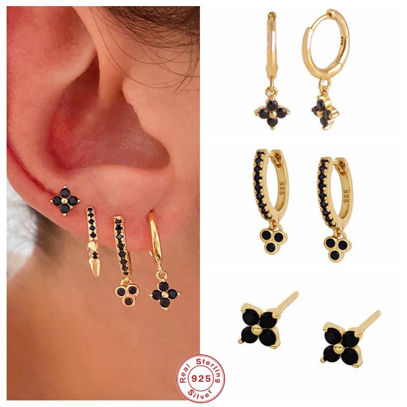 Hoop & Huggie Aide 925 Sterling Silver Black Zircon Flower Pendant Earrings For Women Boho Luxury Party Jewelry Set Gift EarringsHoop
Hoop & Huggie Aide 925 Sterling Silver Black Zircon Flower Pendant Earrings For Women Boho Luxury Party Jewelry Set Gift EarringsHoop