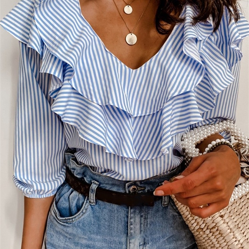 Womens Tops and Blouses Short Sleeve Office Lady Blouse Elegant Striped OL Shirt Ladies Dames Ruffles chemise femme Streetwear 220813, Beige
Womens Tops and Blouses Short Sleeve Office Lady Blouse Elegant Striped OL Shirt Ladies Dames Ruffles chemise femme Streetwear 220813, Beige