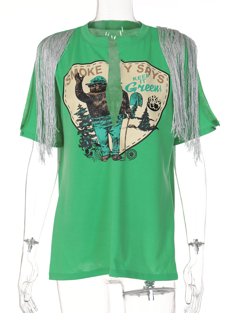 Hawthaw Women V Neck Letter Print Short Sleeve Graphic T Shirt Tops Tees Blouse Summer Clothes Wholesale Items Streetwear 220527