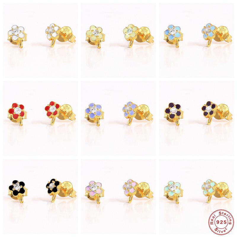 Stud Aide 925 Sterling Silver Cute Colorful Enamel Flower Earrings For Women Girls Gift Mini Zircon Dripping Oil Ear Studs JewelStud
Stud Aide 925 Sterling Silver Cute Colorful Enamel Flower Earrings For Women Girls Gift Mini Zircon Dripping Oil Ear Studs JewelStud