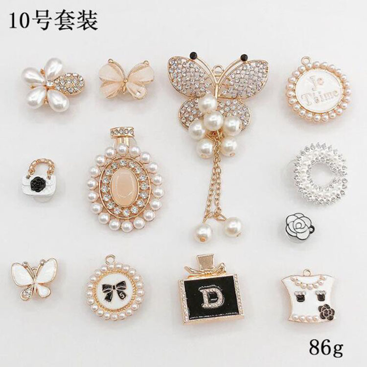 wholesale hot sell hole graden shoe accessories metal clog charms Removable chain shoes buckle pearl small fragrance shoe flower