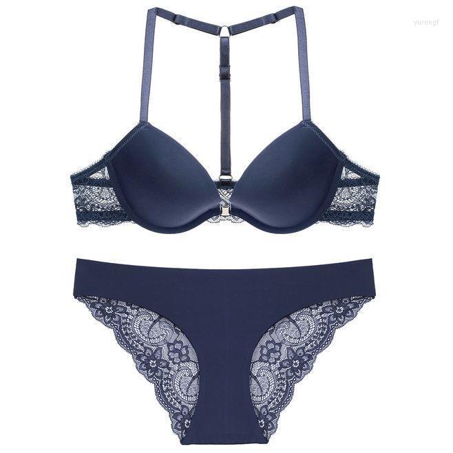 Bras Sets Front Closure Bra & Brief Push-Up Lace Underwear Y-line Straps Sexy Floral Lingerie Set, Navy blue
Bras Sets Front Closure Bra & Brief Push-Up Lace Underwear Y-line Straps Sexy Floral Lingerie Set, Navy blue