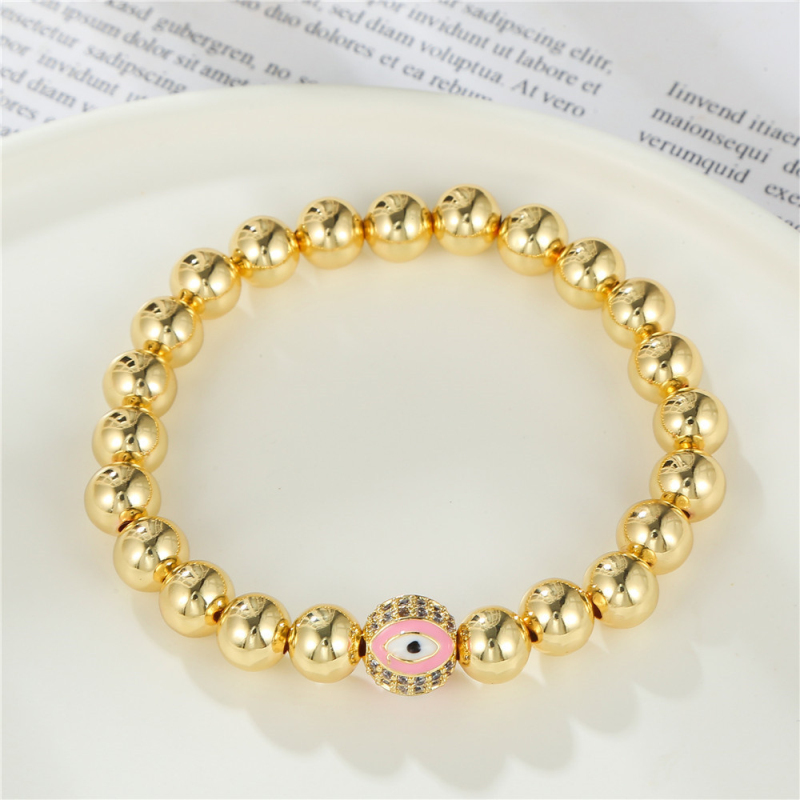New Popular Copper Beads Strands Bracelet Micro Pave Evil Eye Bracelets