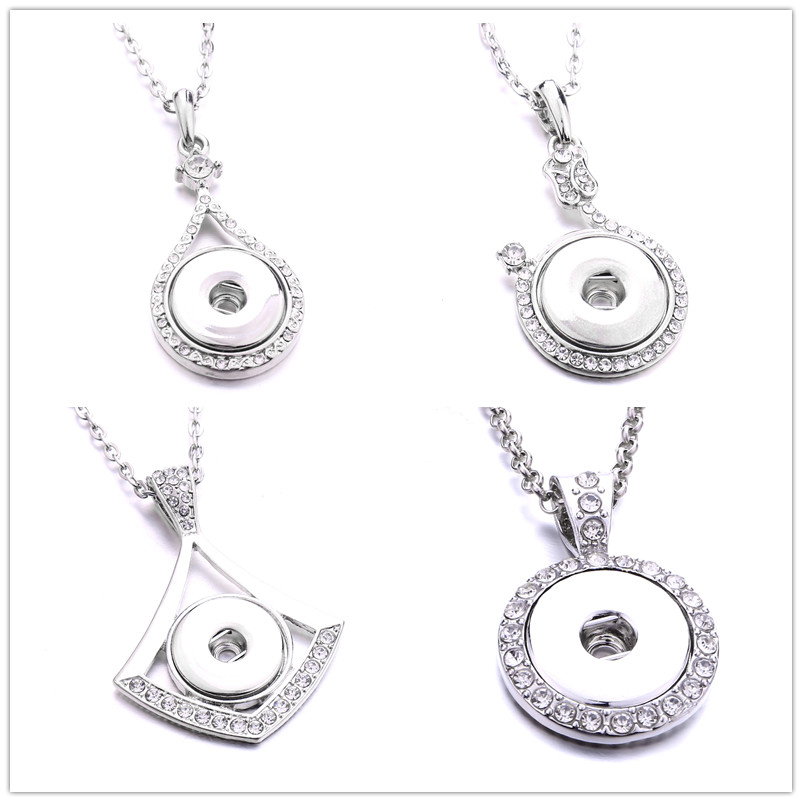 Fashion waterdop round Crystal Snap Button necklace 18MM Ginger Snaps Buttons Charms Necklaces for women jewelry