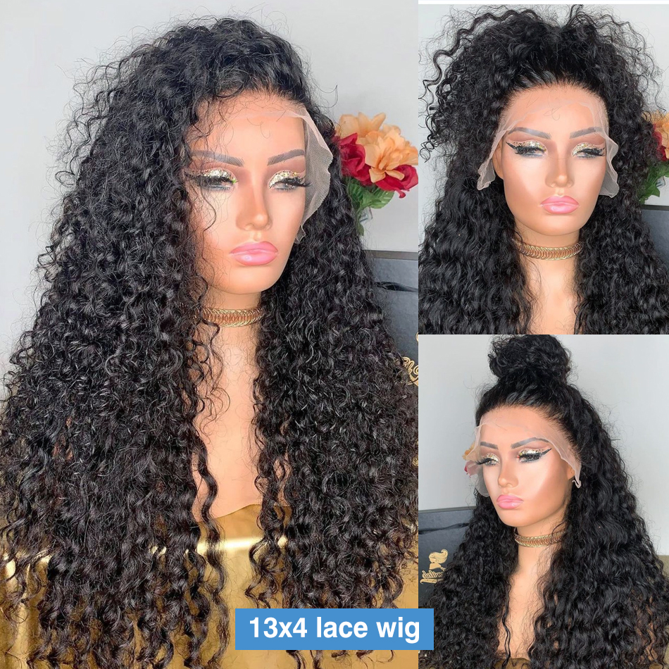 Long 30Inch Deep Curly 360 Lace Front Brazilian Human Hair Wigs 13x4 Transparent Synthetic Frontal Wig For Black Women