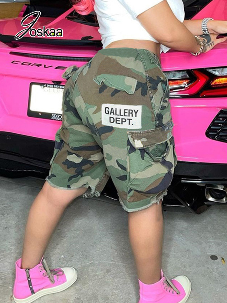Joskaa Summer Casual High Waist Camouflage Pockets Sexy Woman Shorts For Women Short Jeans Pants Street Clothes 220527