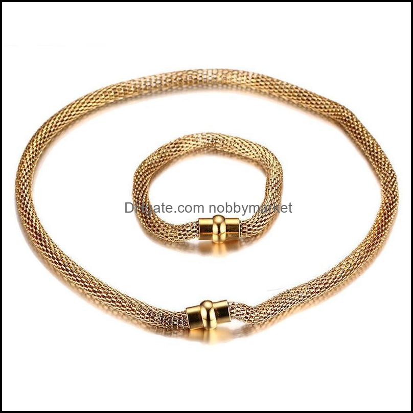 Stainless Steel Gold Color Mesh Chain Necklace Bracelet 1Set Cool Mens Woman Jewelry Chokers Drop Delivery 2021 Necklaces Pendants Jgh9F
Stainless Steel Gold Color Mesh Chain Necklace Bracelet 1Set Cool Mens Woman Jewelry Chokers Drop Delivery 2021 Necklaces Pendants Jgh9F