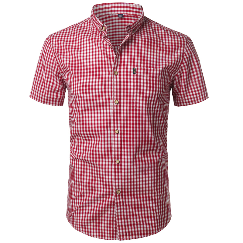 Small Plaid Shirt Men Summer Short Sleeve Cotton Mens Dress Shirts Casual Button Down Chemise Homme Camisa Masculina XXXL 220322