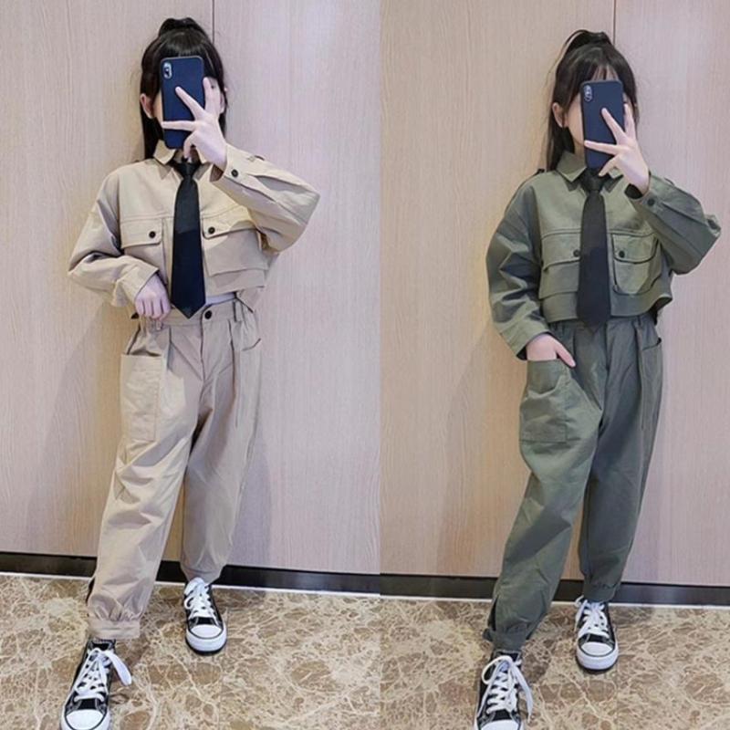 Clothing Sets Children Fashion Shirt Top + Pants 2pcs Girls Loose Coats Suits Spring Autumn Teenage Clothes Free Tie Ws1770, Khaki
Clothing Sets Children Fashion Shirt Top + Pants 2pcs Girls Loose Coats Suits Spring Autumn Teenage Clothes Free Tie Ws1770, Khaki