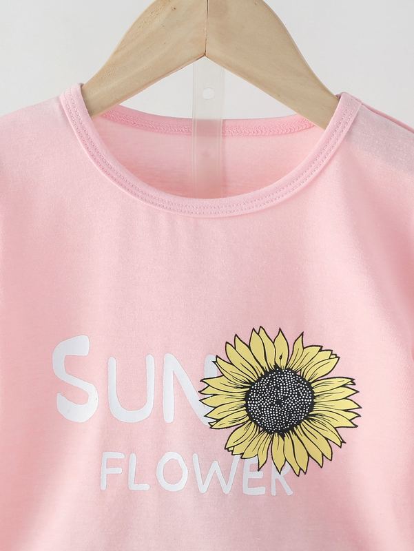 Toddler Girls Sunflower Tee With Camo Biker Shorts SHE