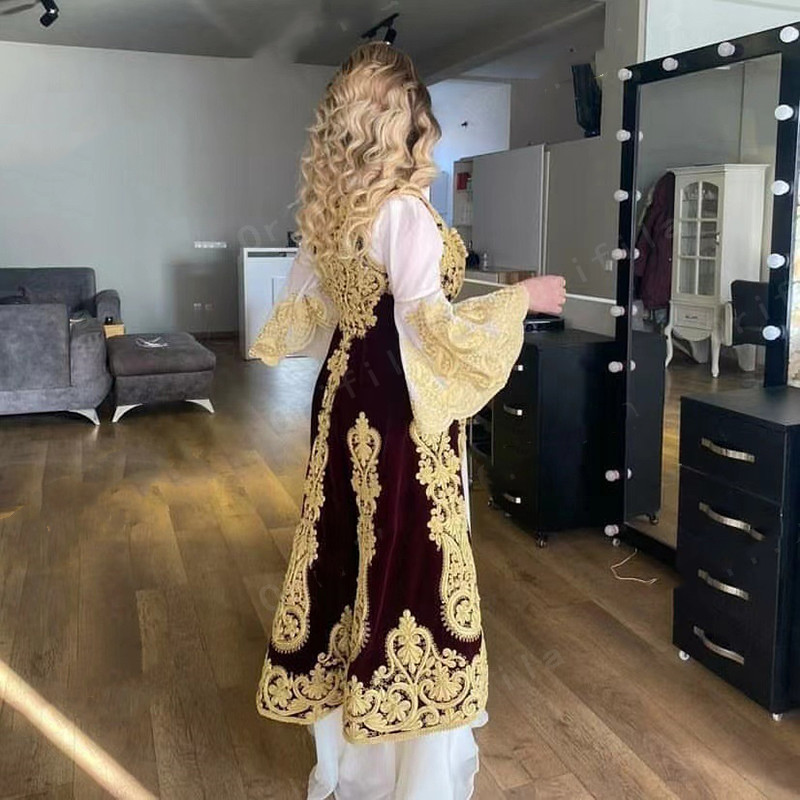 Modest Traditional Albanian Robes Black Evening Dresses Women Party Robe 2022 Lace Prom Dress vestido De Fiesta De Boda