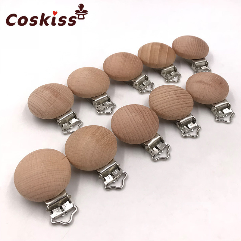 20pcs Wooden Pacifier Clip Nursing Accessories Beech Pacifier Clips Chewable Teething Diy Dummy Clip Chains Baby Teether 220507