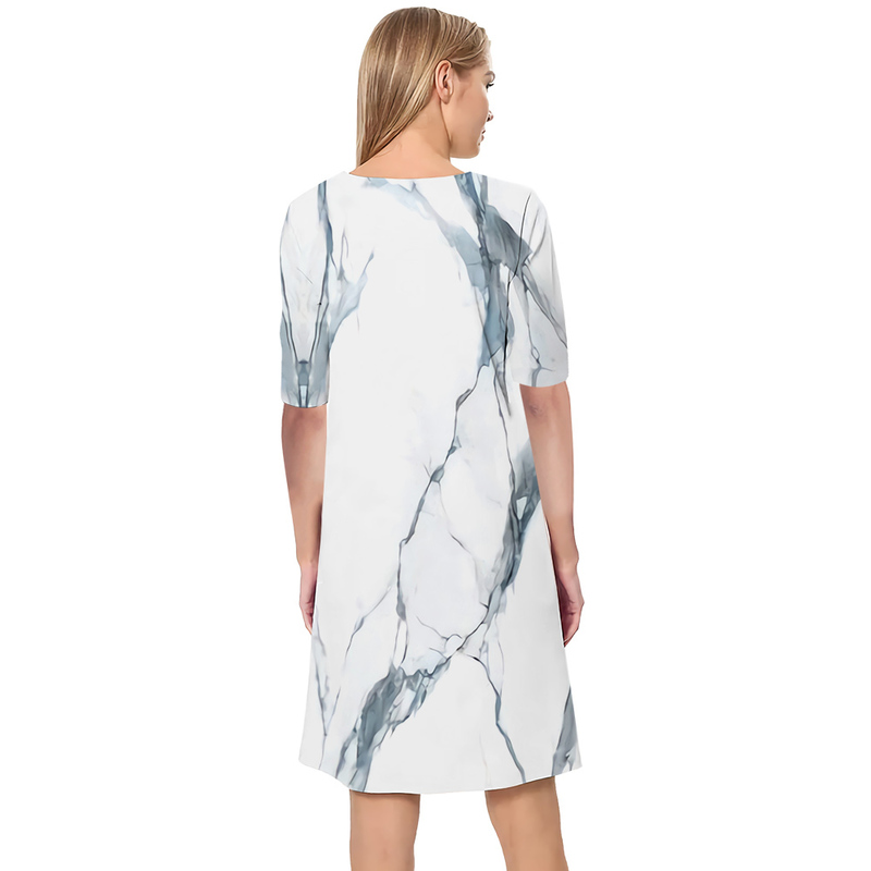 Women Dress Simply Texture Pattern 3D Printed VNeck Loose Casual Short Sleeve Shift Dress for Female Dresses Regular 220616
