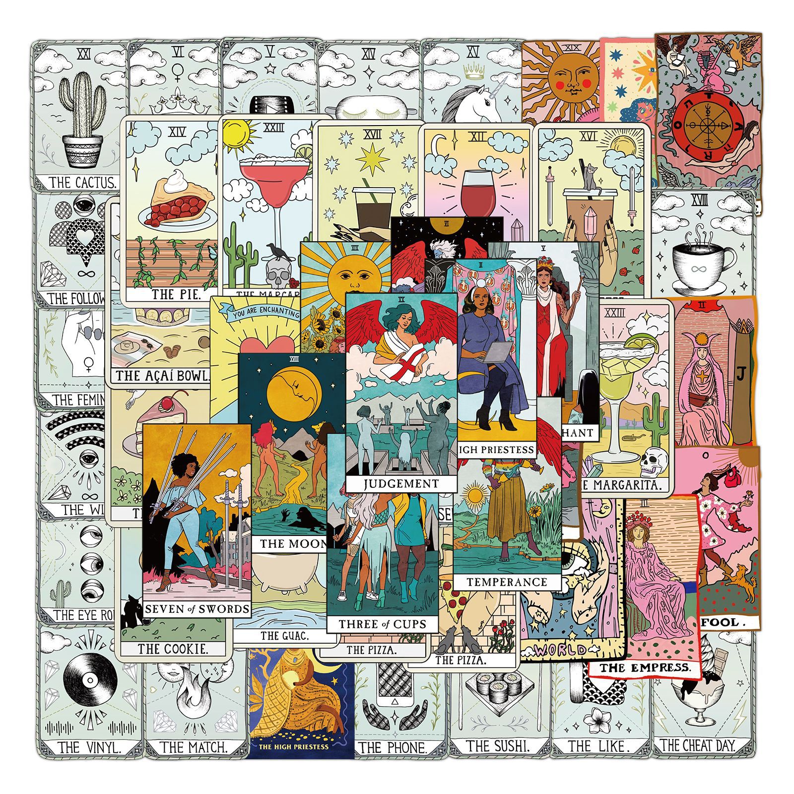 50PCS New Tarot Graffiti Waterproof Sticker Suitcase Notebook Mobile Phone Refrigerator Skateboard WaterCup Helmet, Multi colors
50PCS New Tarot Graffiti Waterproof Sticker Suitcase Notebook Mobile Phone Refrigerator Skateboard WaterCup Helmet, Multi colors