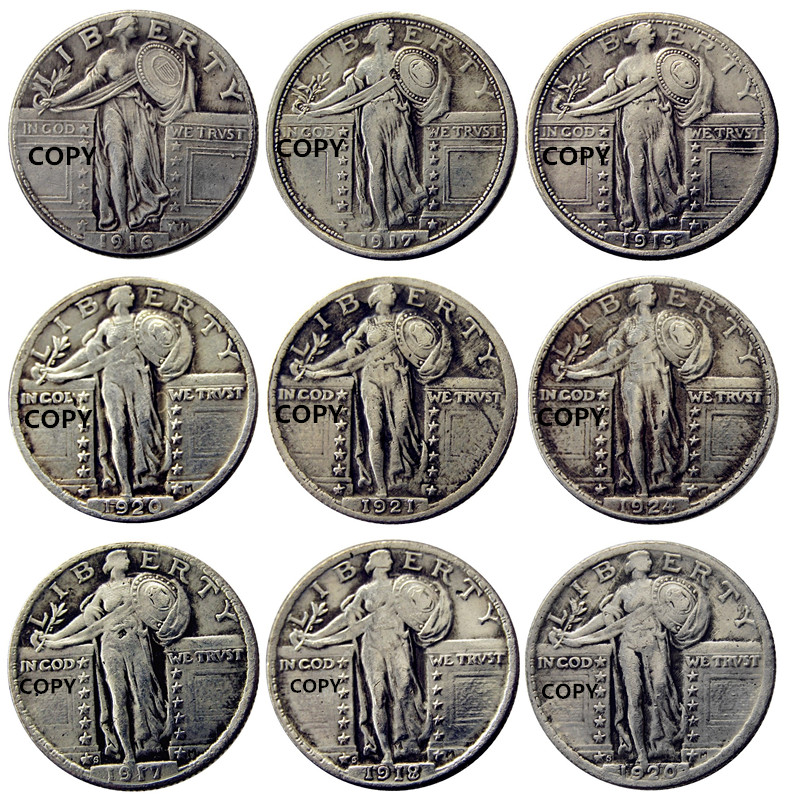 U.S. Coins 1916-1924PSD 9PCS Standing Quarter Dollar Craft Copy Coin Brass Ornaments home decoration accessories
U.S. Coins 1916-1924PSD 9PCS Standing Quarter Dollar Craft Copy Coin Brass Ornaments home decoration accessories