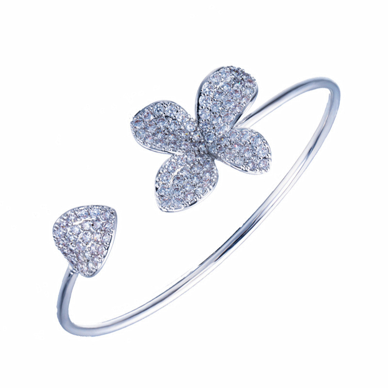 Choucong Wedding Bracelets Luxury Jewelry 18K White Rose Gold Fill Pave White Sapphire CZ Diamond Party Gemstones Women Open Adjustable Bangle For Lov