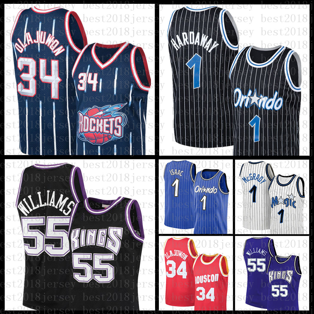 Basketball Jersey 55 34 Penny Hardaway Tracy McGrady Jonathan Isaac Sacramentos King Houstons Rocket Orlandos Magics 1 Jason Williams Hakeem Olajuwon Red
