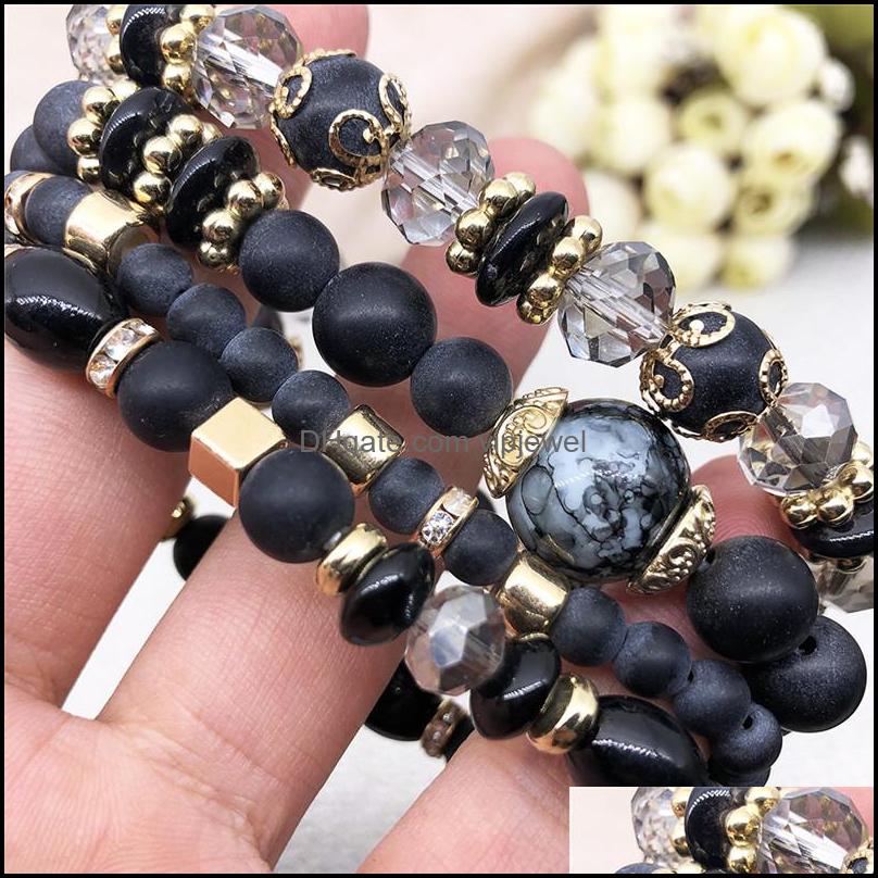 Charm Bracelets Jewelry Fashion Bohemian Bead Bracelet For Women Girls Mtilayer Stretch Set Heart Dhq7L