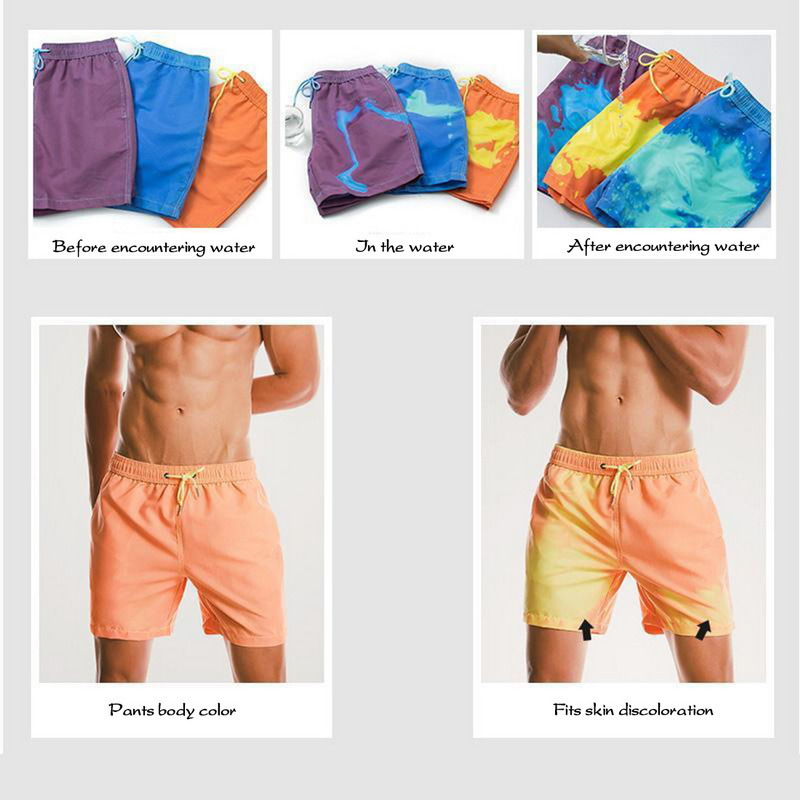 Ship in 24 hours Beach Shorts Men Magical Color Change Swimming Short Trunks Summer Swimsuit Swimwear Quick Dry 220614