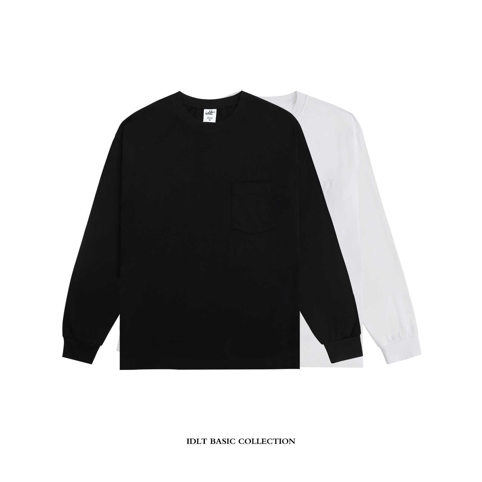 Men' Hoodies Idlt loose long sleeve pocket T-shirt black and white solid color cotton T-shirt cotton long tee trendy versatile basic
Men' Hoodies Idlt loose long sleeve pocket T-shirt black and white solid color cotton T-shirt cotton long tee trendy versatile basic