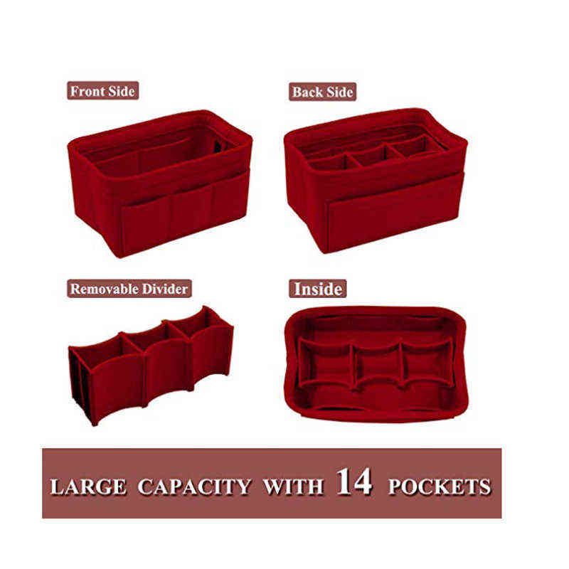 Vrouwen Vilt Cosmetische Bag Organizer Insert Multifunctionele Travel Make-Up Innerlijke Purse Fit Diverse Merk Tassen 220611