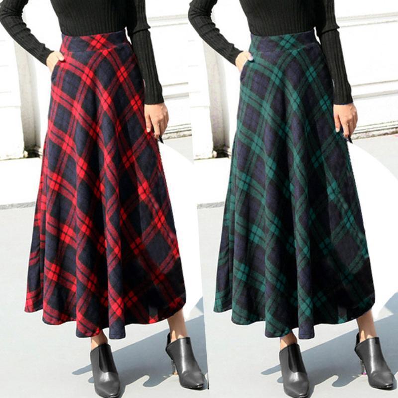 Womens High Elastic Waist Maxi A-line Plaid Winter Warm Flare Long Ankle Skirt Vestidos De Fe Drop Skirts
Womens High Elastic Waist Maxi A-line Plaid Winter Warm Flare Long Ankle Skirt Vestidos De Fe Drop Skirts