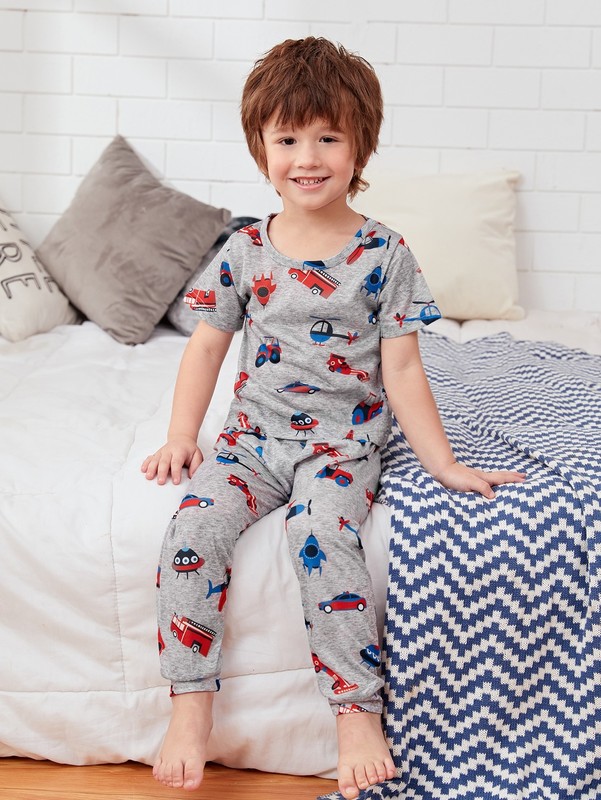 Toddler Boys All Over Car Print PJ Set SHE