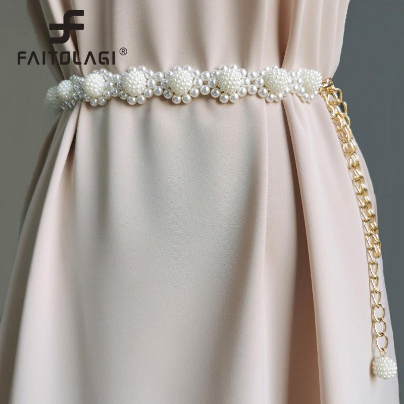 Belts Pearl Braided Waist Chain Belt Women Summer Beaded Chains For Skirt Dresses Decoration Accessories Elastic Waistband WholesaleBelts, White
Belts Pearl Braided Waist Chain Belt Women Summer Beaded Chains For Skirt Dresses Decoration Accessories Elastic Waistband WholesaleBelts, White