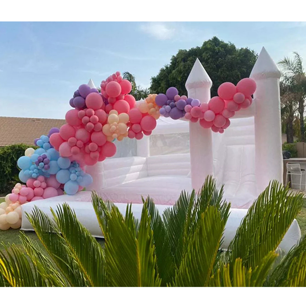 PVC Jumper Inflatable White Bounce House Combo With Slide And Ball Pit Kids Commercial Bouncy Castle Jumping Bouncer