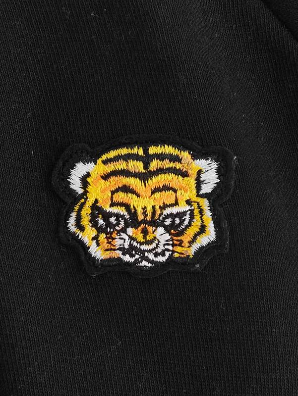 Toddler Boys Mock Neck Tiger Patch Detail Raglan Sleeve Sweatshirt SHE